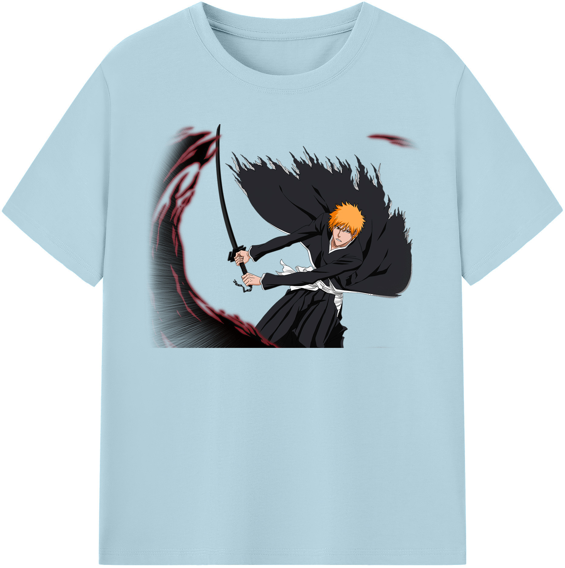 （画像用） ブリーチ 黒崎一護（くろさき いちご）BLEACH Kurosaki Ichigo 綿100％半袖Tシャツ（フロントプリント）